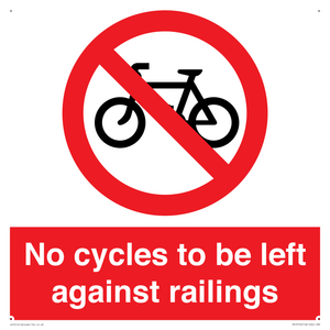 No cycles to be left against railings